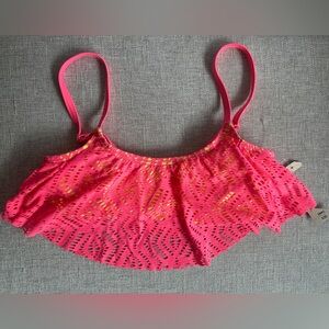 Arizona Jean Company Pink & Yellow Girls Swim Top